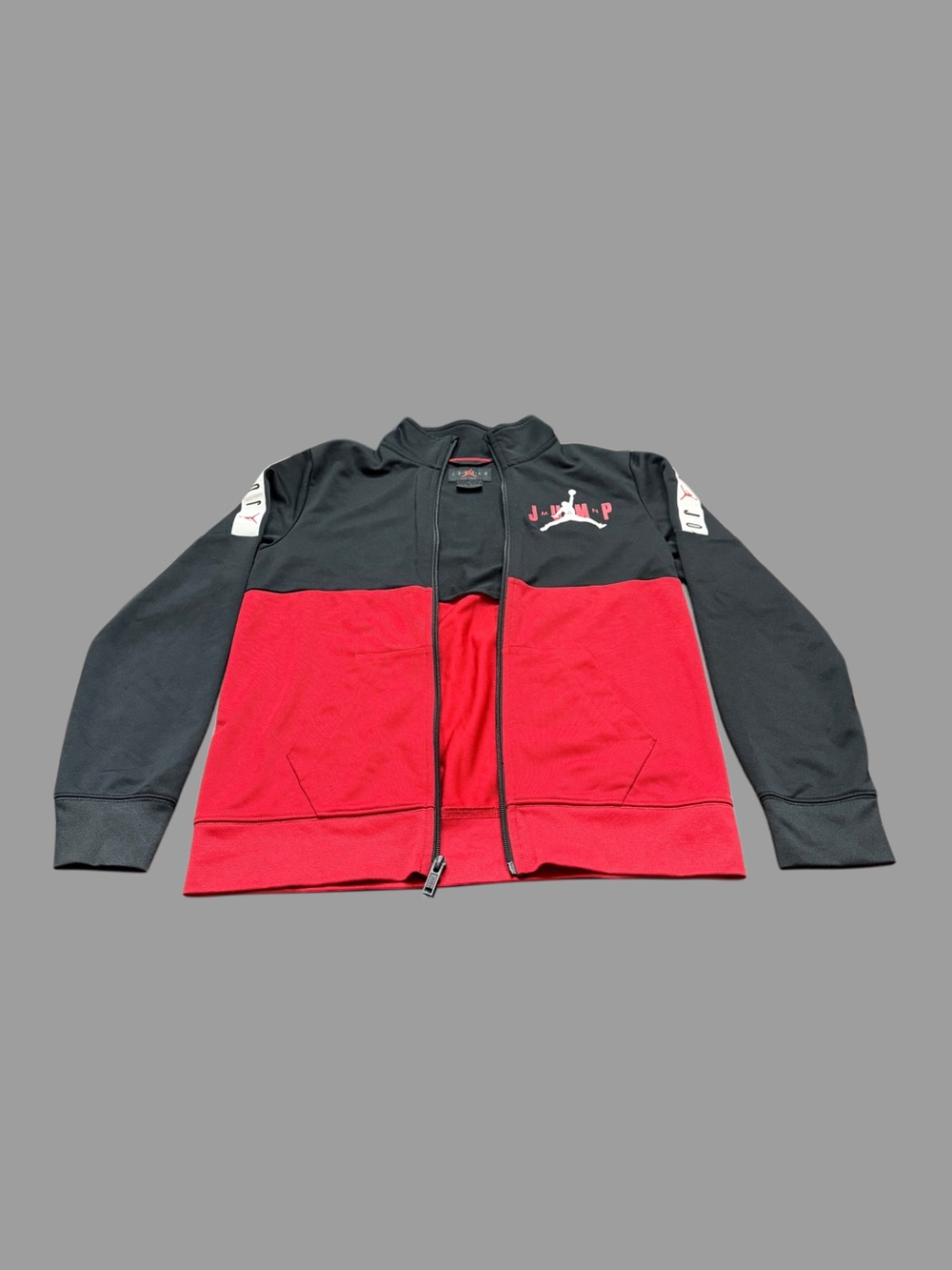 Jordan Black and Red Colorblock Kids Zip Hoodie